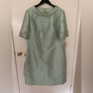 Vintage 1960s Green Beaded Mod Dress